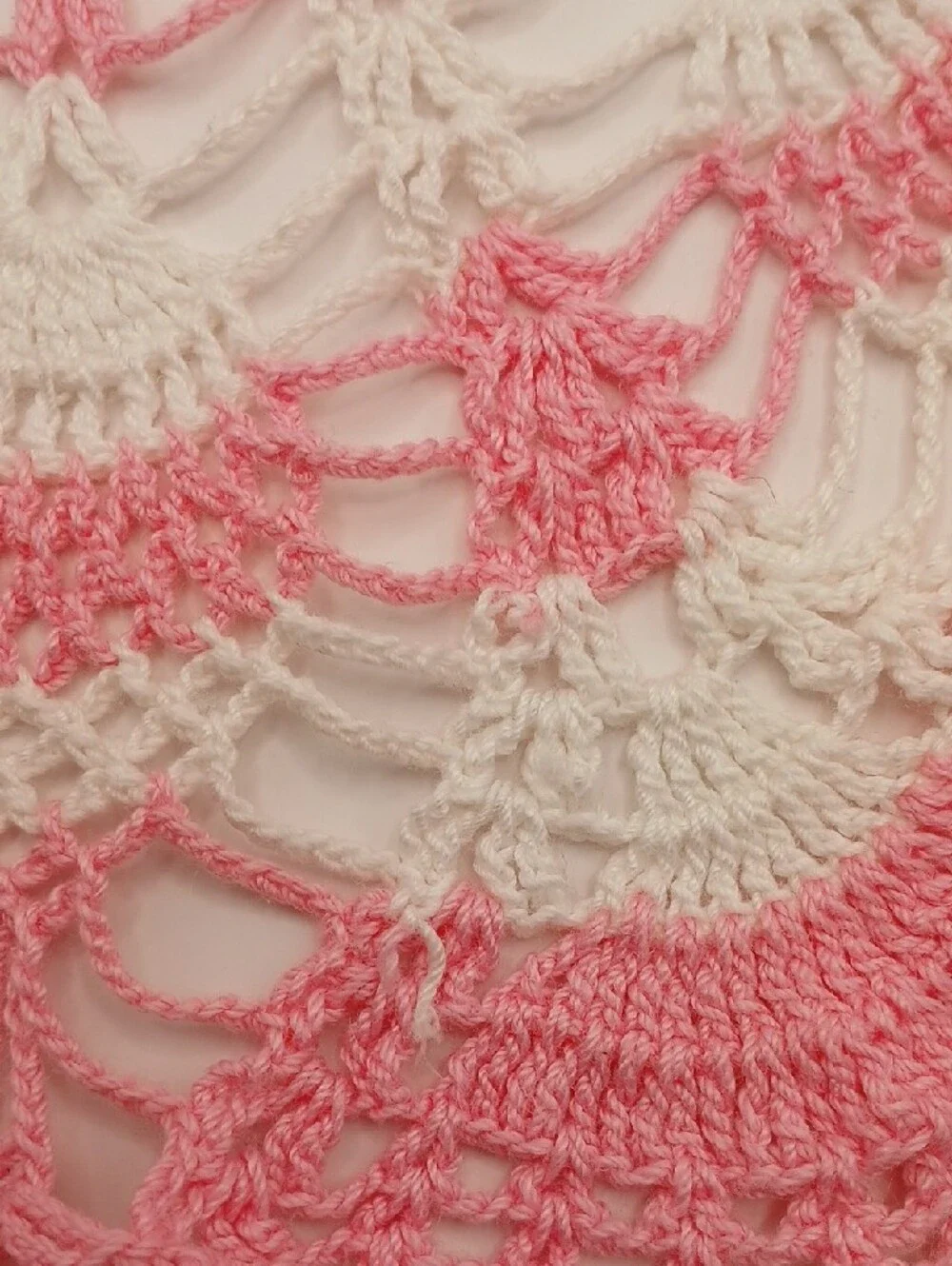 Handmade Pink & White Crochet Doily 20